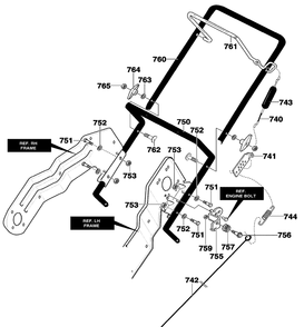 Handle Assembly Diagram and Parts List for 620351X16NB 2004 Briggs and Stratton Snow Blower